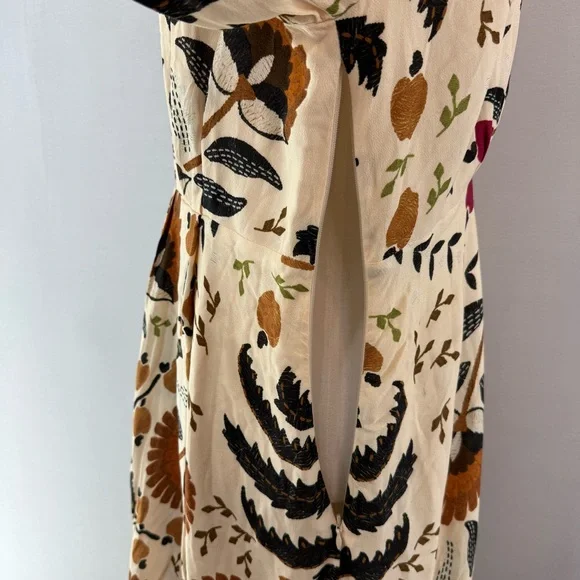 Farm Rio Palms Paradise Sand Long Sleeve V-Neck Floral Maxi Dress L - Picture 9 of 16